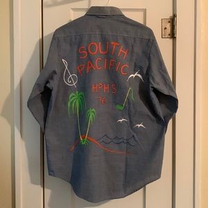 Vintage “South Pacific” hand-painted button-down